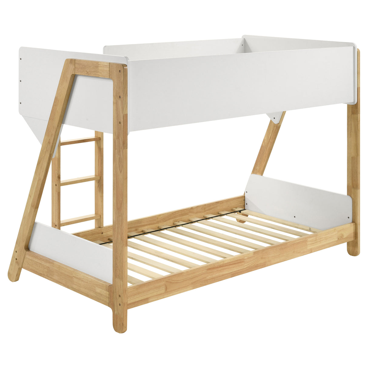 Wyatt Wood Twin Over Twin Bunk Bed White and Natural - Home Elegance USA