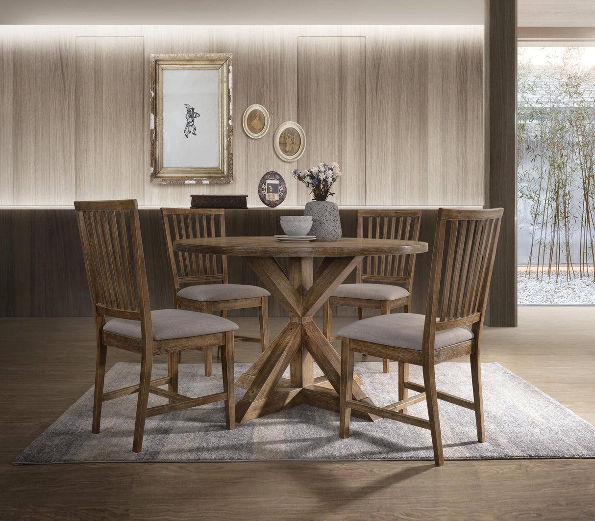 Wallace II Weathered Oak 5PCs Dining Room Set - sold by Home Elegance USA