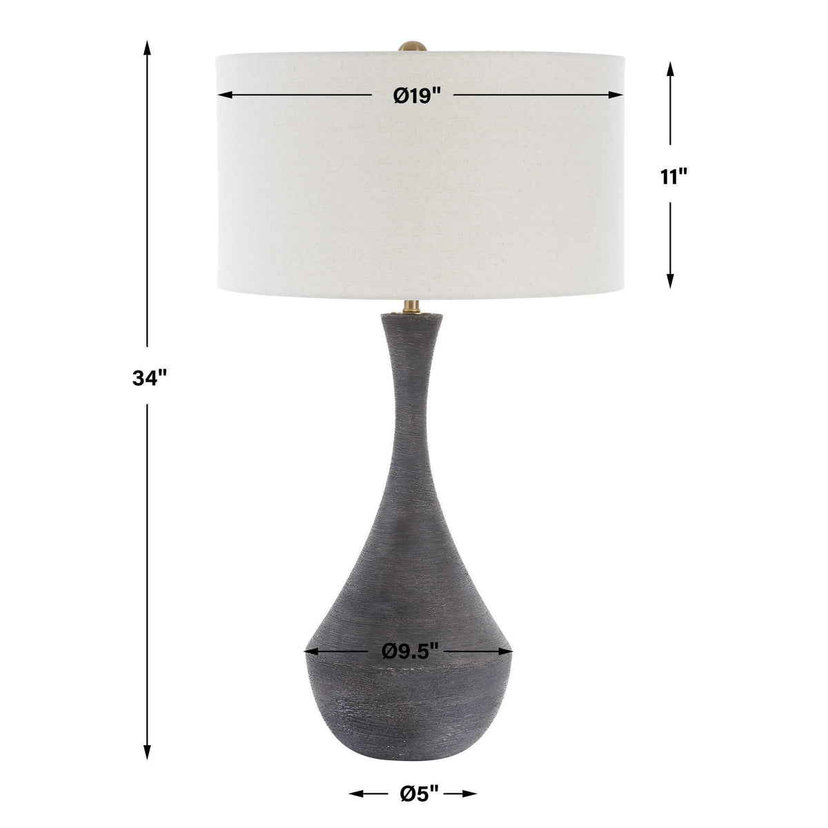 Helston Table Lamp Dark Charcoal - Black by Uttermost - View 9