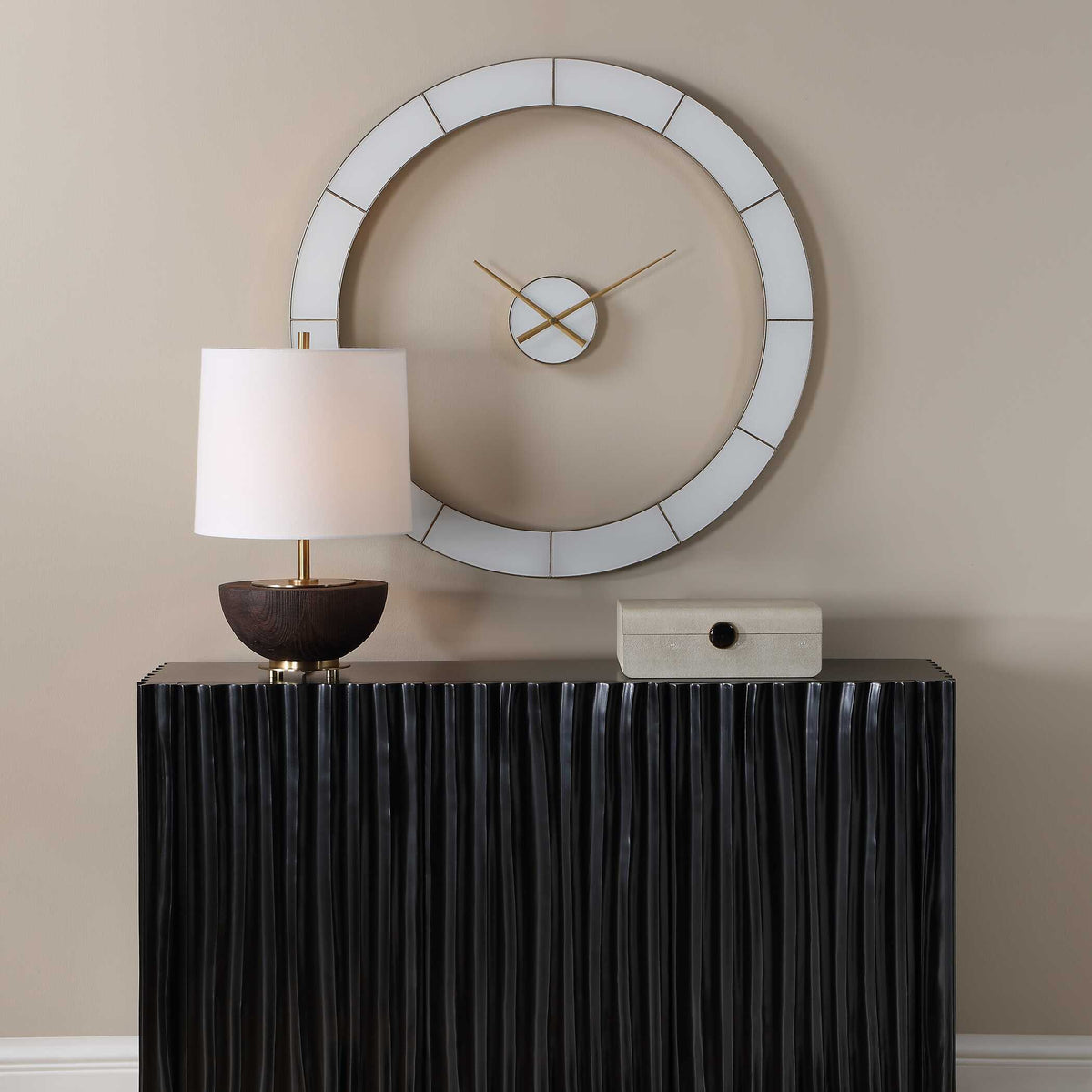Ivory Halo Minimalist Wall Clock - Gold / White by Uttermost - View 2