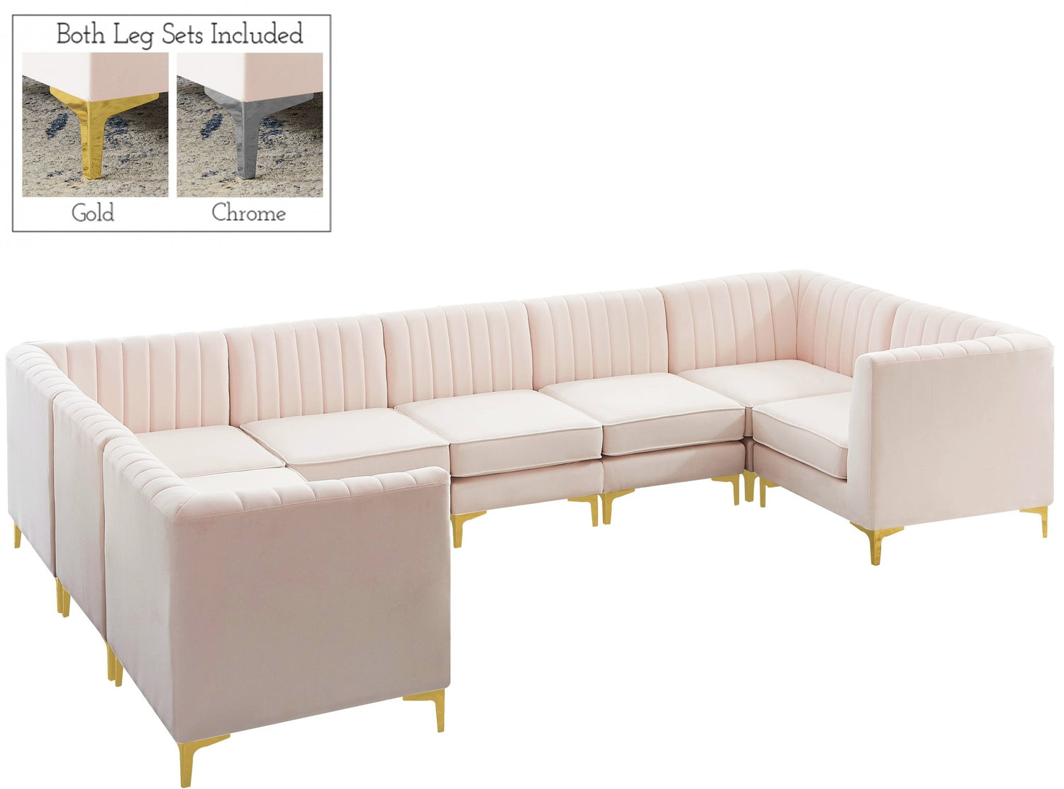 Alina - Modular Sectional 8 Piece - Pink - Fabric | Home Elegance USA