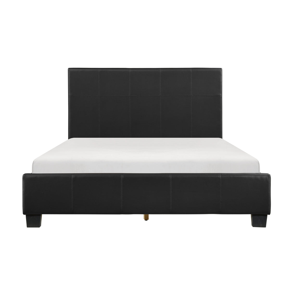Contemporary Design Full Platform Bed 1pc Black Faux Leather Upholstery Bedroom Furniture