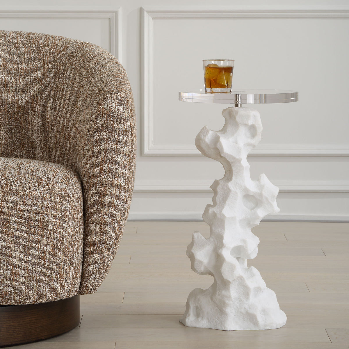 Remnant White Stone Drink Table by Uttermost - View 2