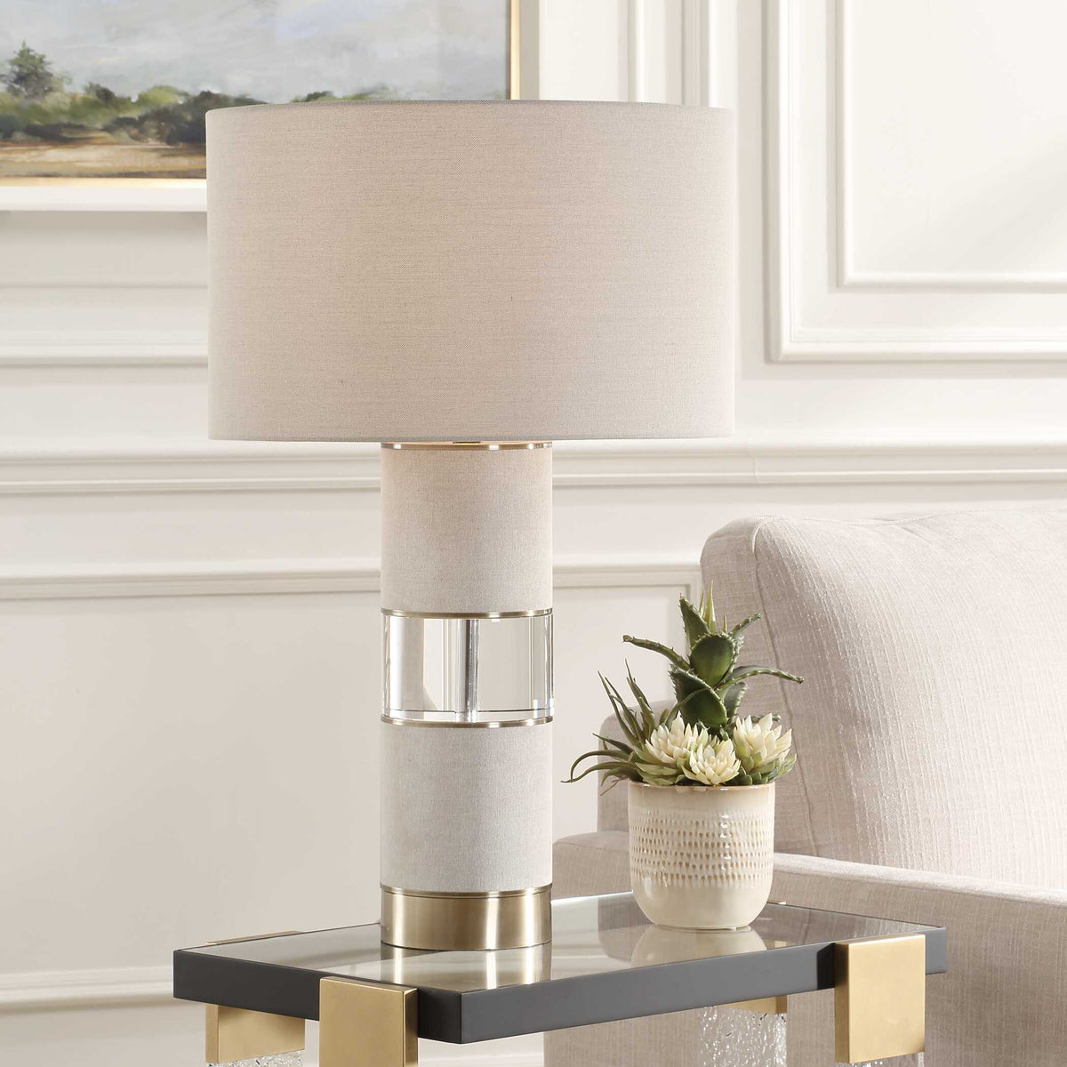 Maliyah Linen Table Lamp - White by Uttermost - View 1