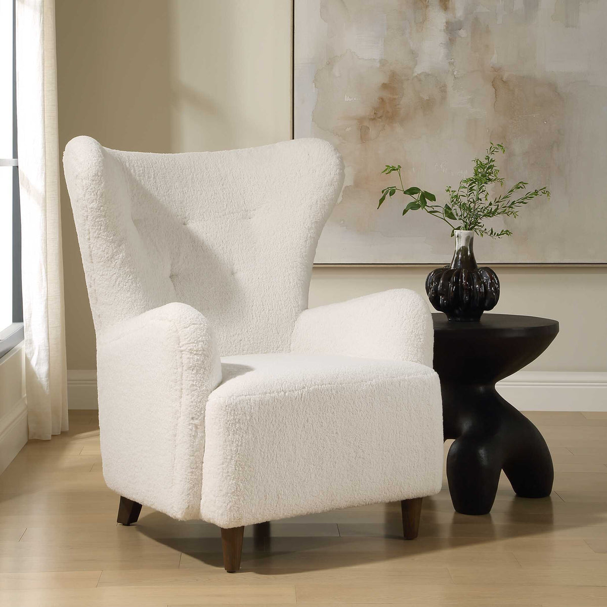 Ingel Wingback Armchair - White by Uttermost - View 3