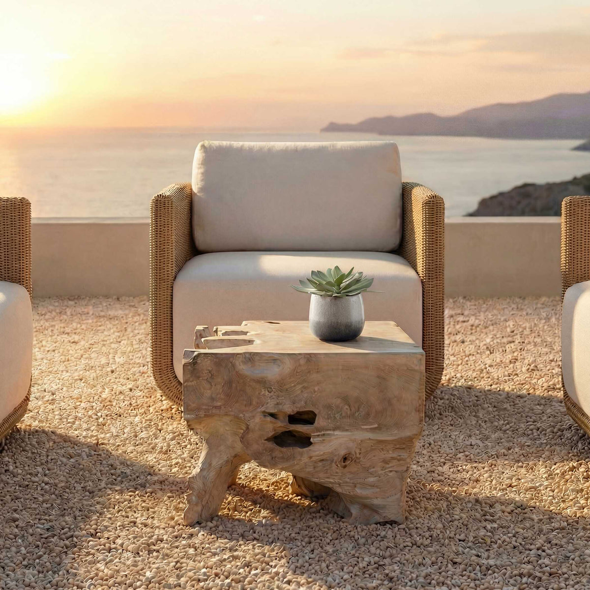 Deguara Indoor-Outdoor Coffee Table Woodtone - Light Brown by Uttermost - View 2