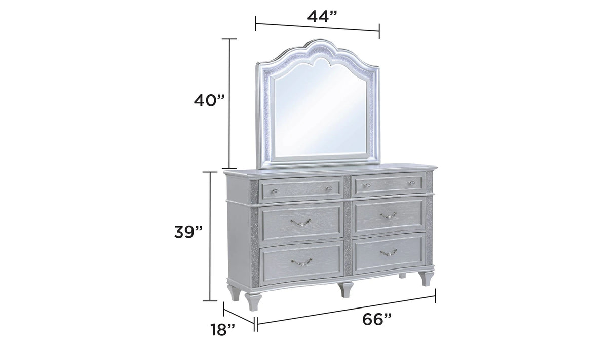 Mystic Contemporary Style Upholstered LED headboard King 4PC Bedroom Set made with Wood in Silver(NJ Inventory) - sold by Home Elegance USA