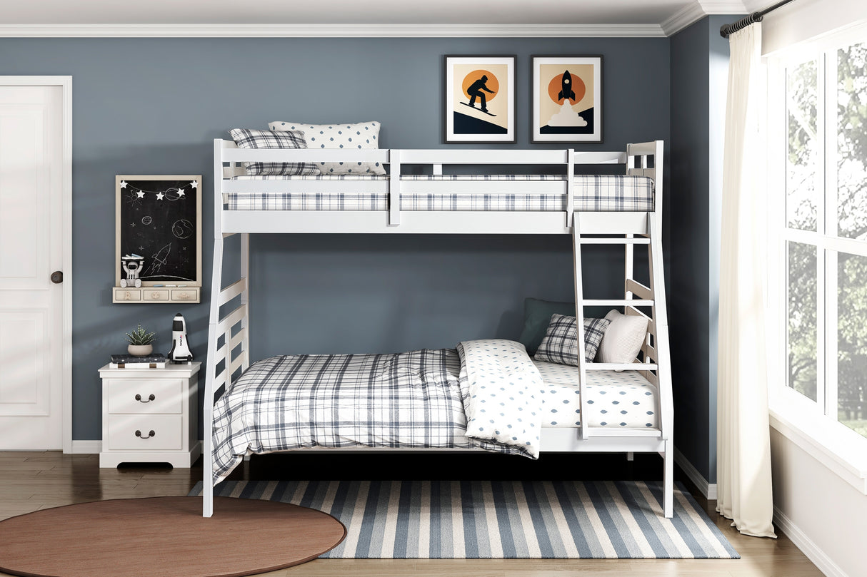 Twin over Full Bunk Bed 1pc Classic White Finish Youth Bedroom Furniture Durable Wood - sold by Home Elegance USA
