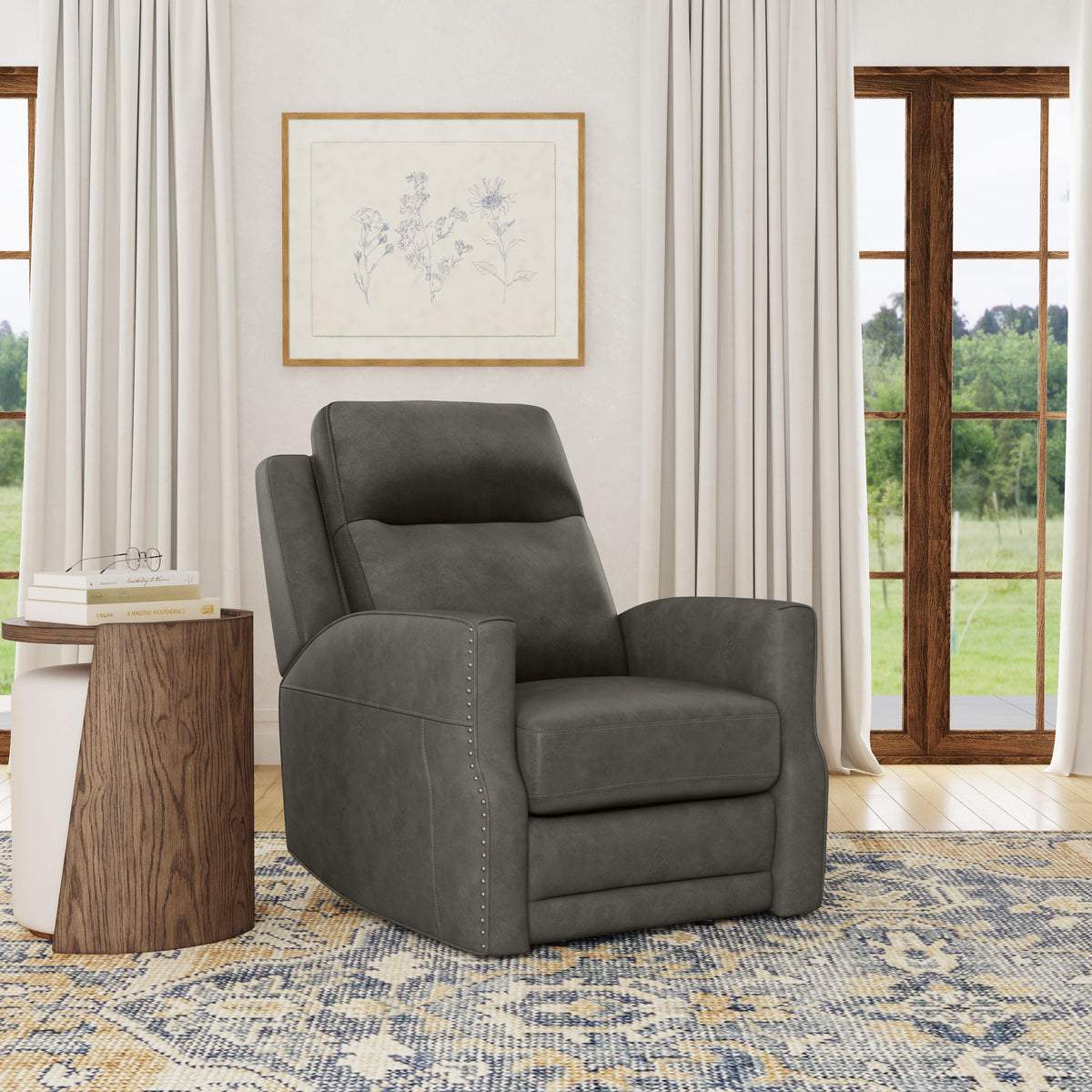 Maxwell Power Gliding Recliner With Power Headrest And Lumbar - Cinder | Flexsteel