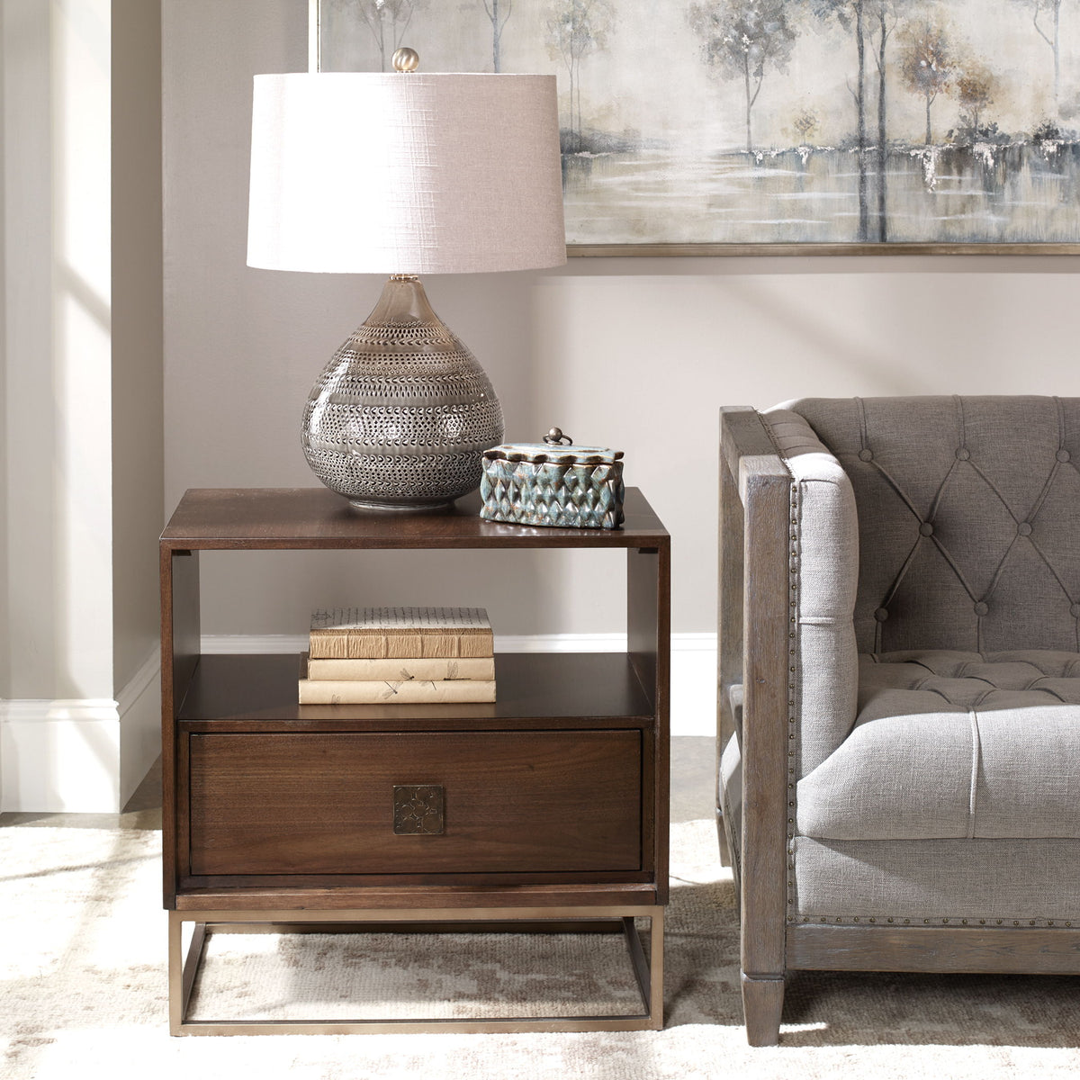 Bexley Walnut Side Table - Dark Brown by Uttermost - View 2