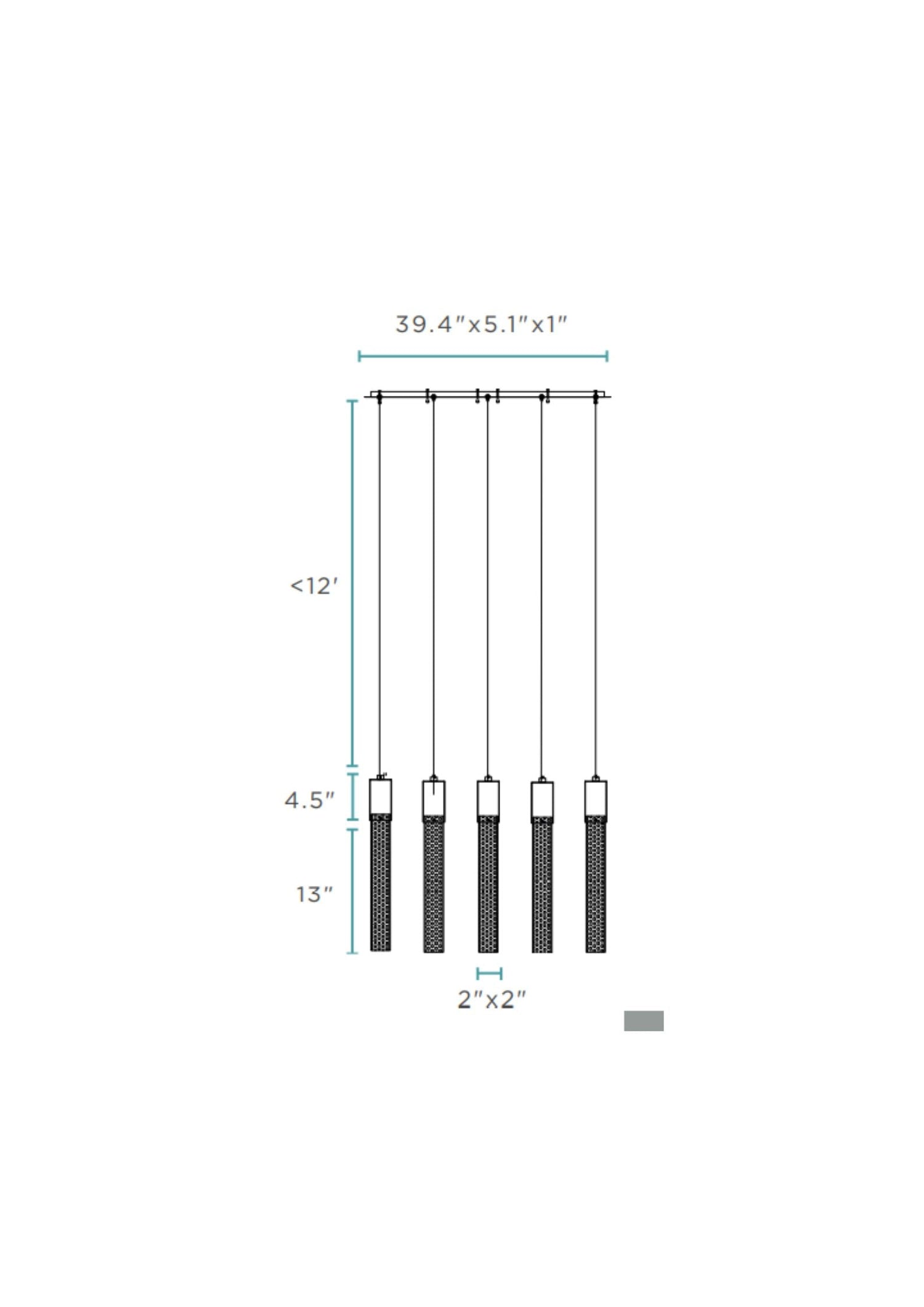 Lámpara de araña cilíndrica de acrílico // 5 luces | Finesse