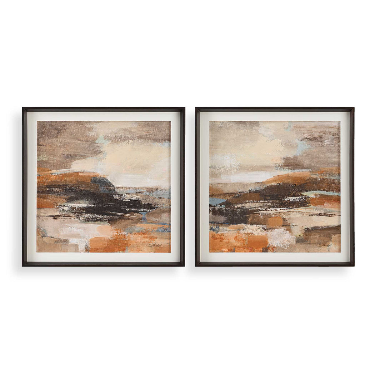 Cinnamon Shore Framed Prints (Set of 2) - Dark Brown by Uttermost - View 1