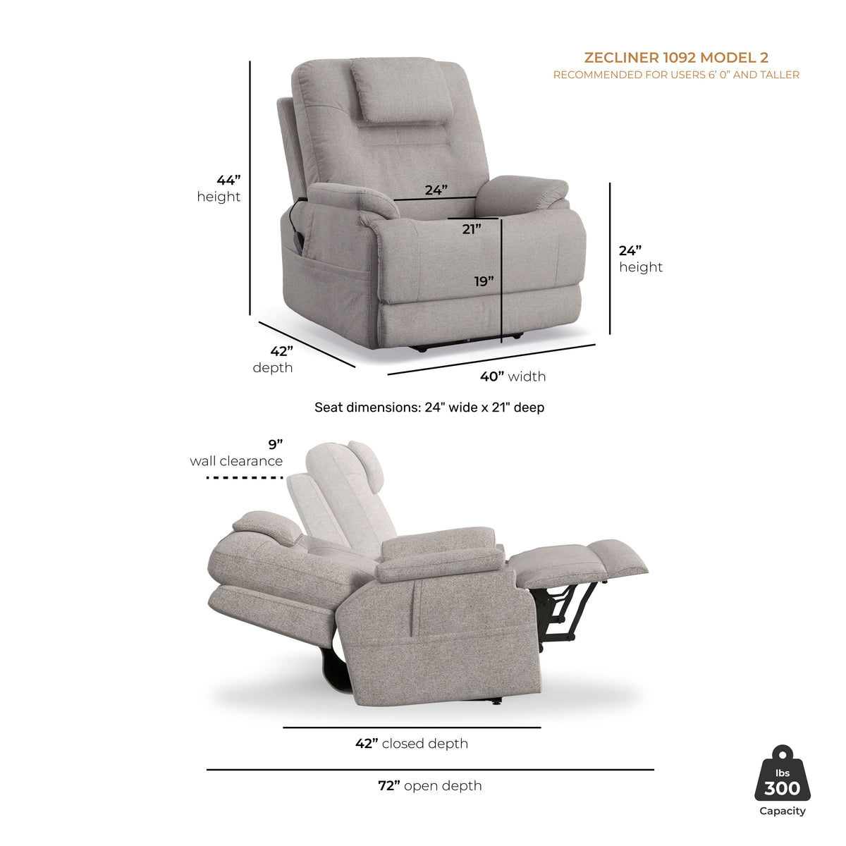 Zecliner Model 2 Power Sleep Chair - Dove | Flexsteel