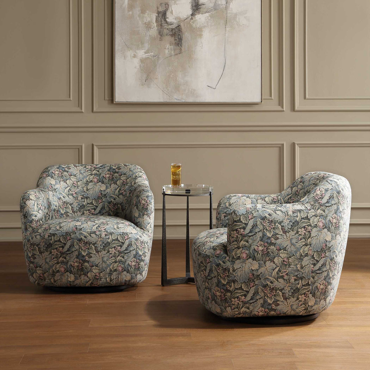 Ansel Tapestry Swivel Chair - Dark Green by Uttermost - View 4