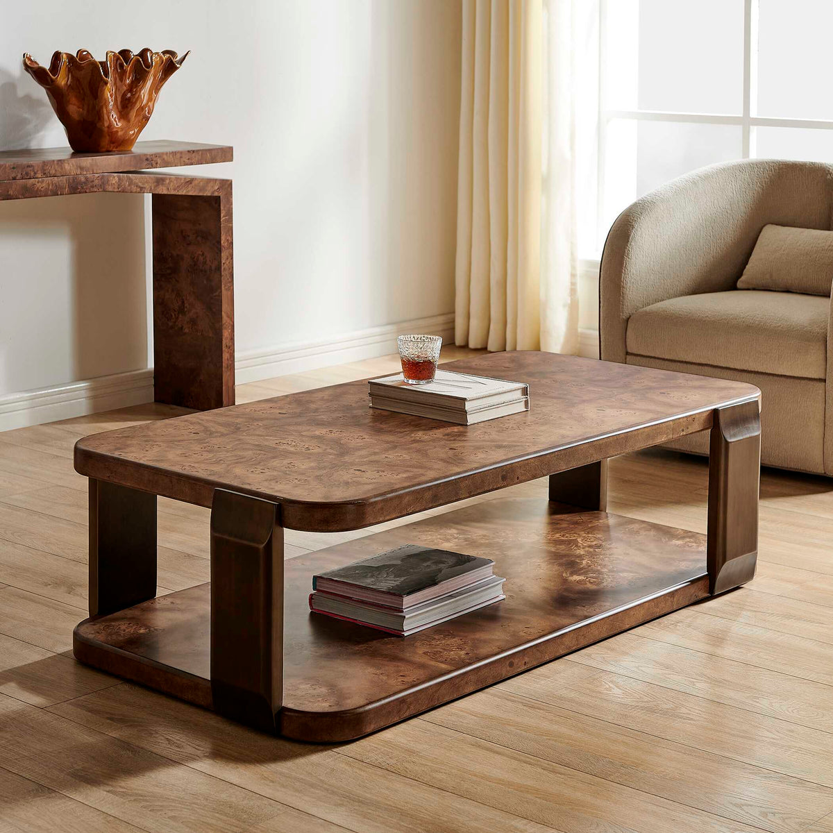 Vance Coffee Table Mappa Burl - Dark Brown by Uttermost - View 3