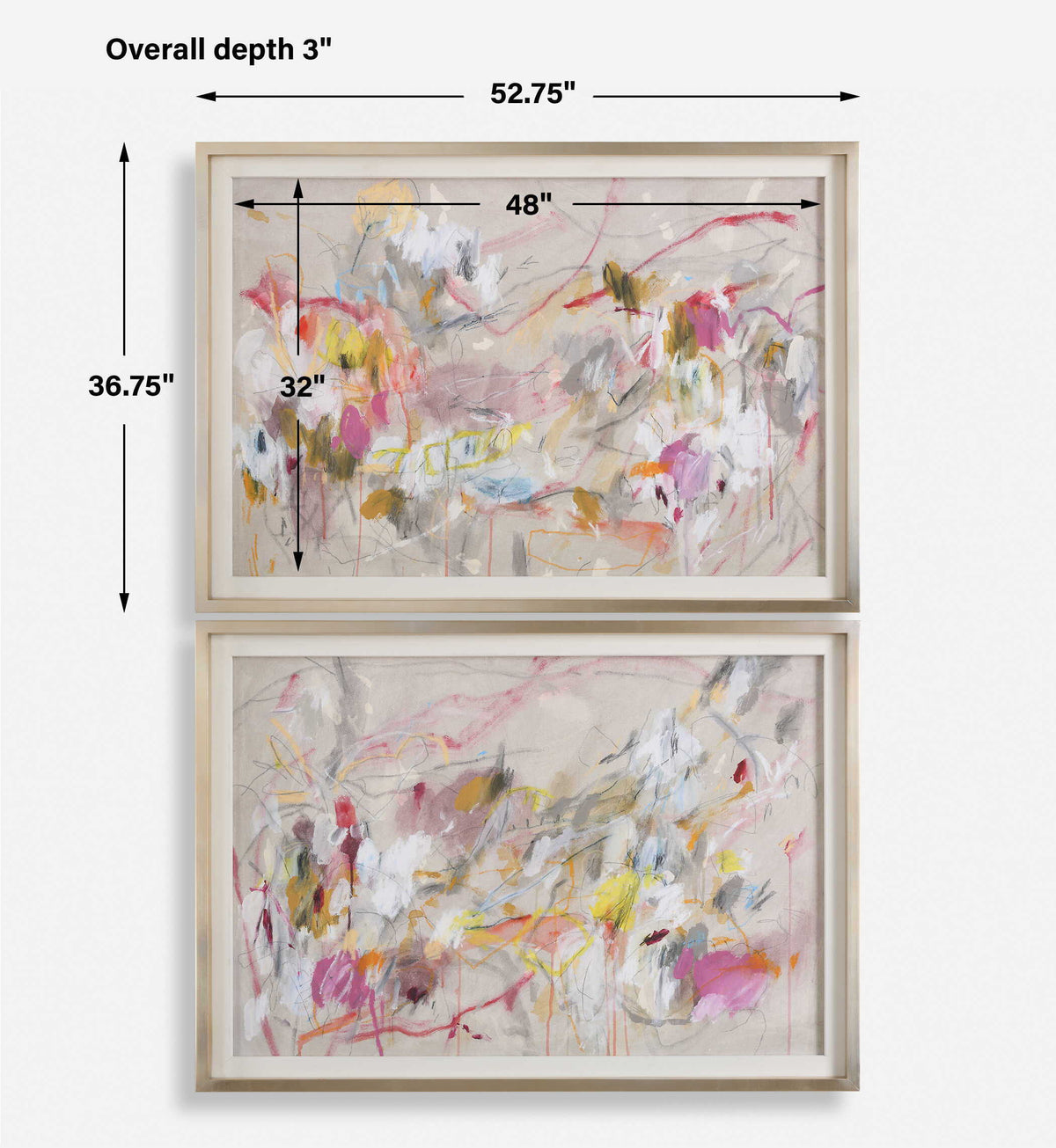 Metropolitan Rush Abstract Prints (Set of 2) - Pink by Uttermost - View 9