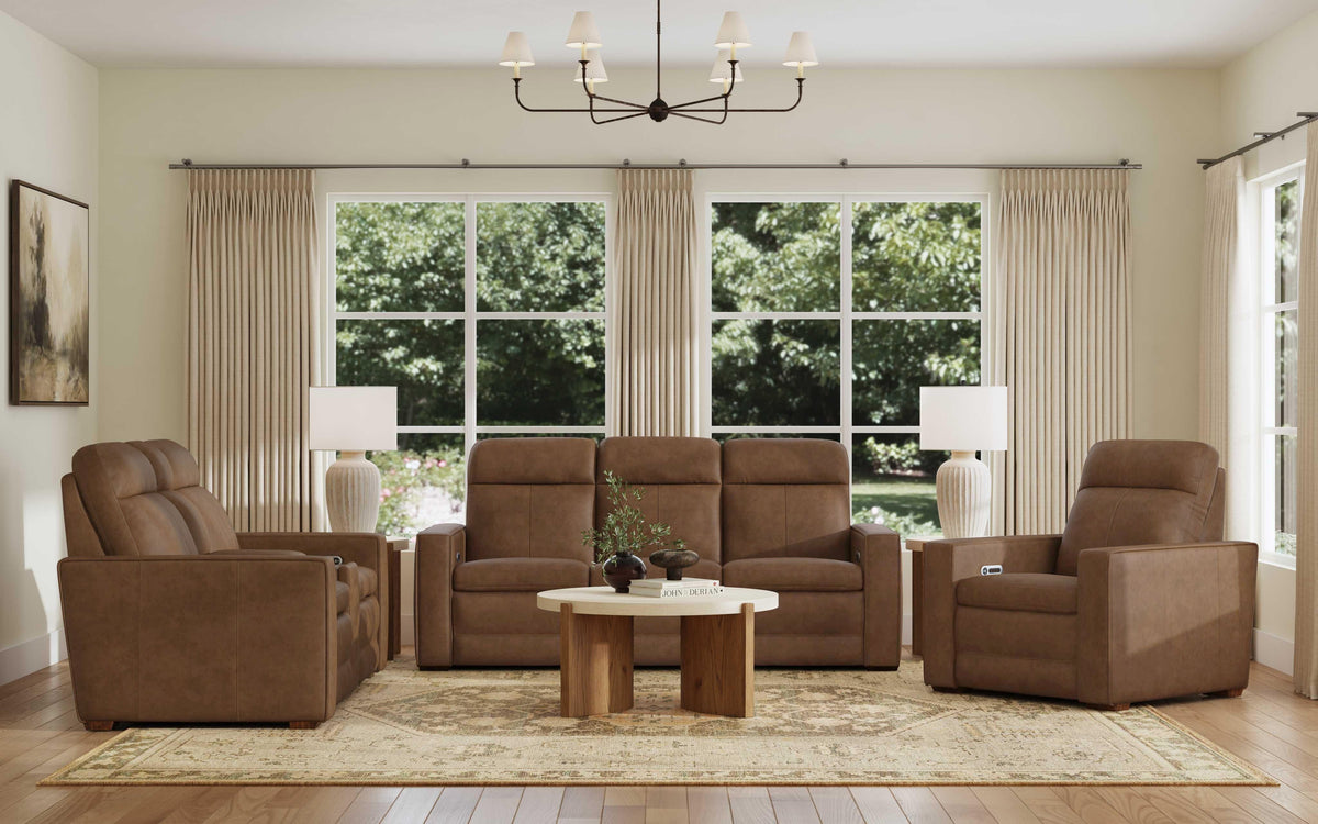 Dutch Power Reclining Sofa With Console, Power Headrest, & Lumbar - Dark Brown | Flexsteel