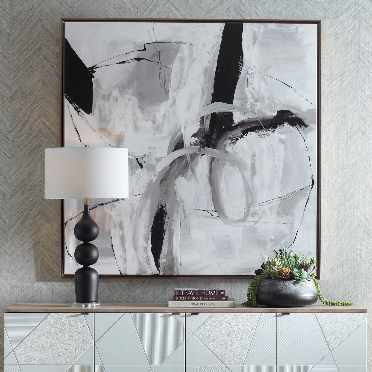 Looping Eternity Framed Abstract Art - Gray by Uttermost - View 2