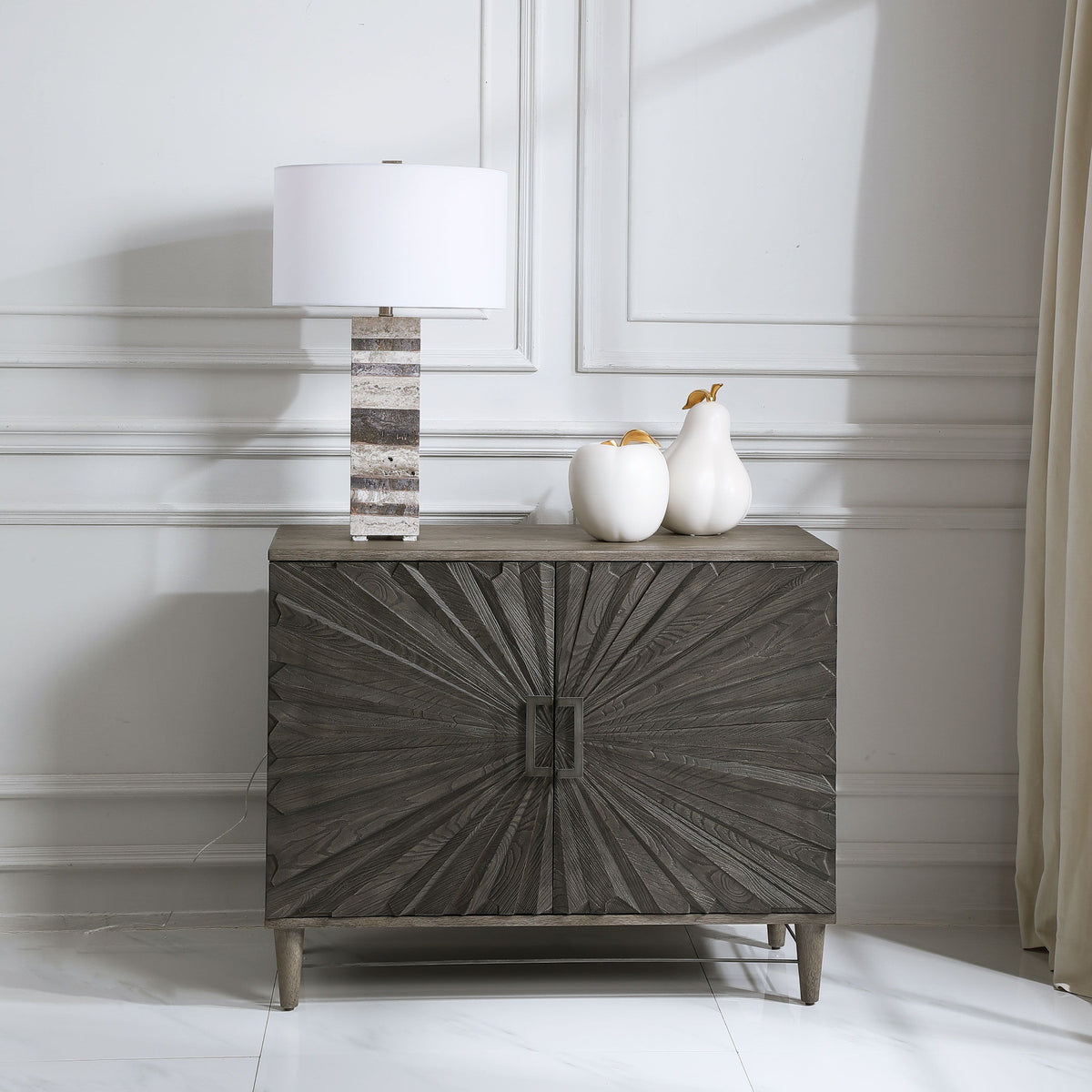 Shield Oak 2 Door Cabinet - Dark Gray by Uttermost - View 2