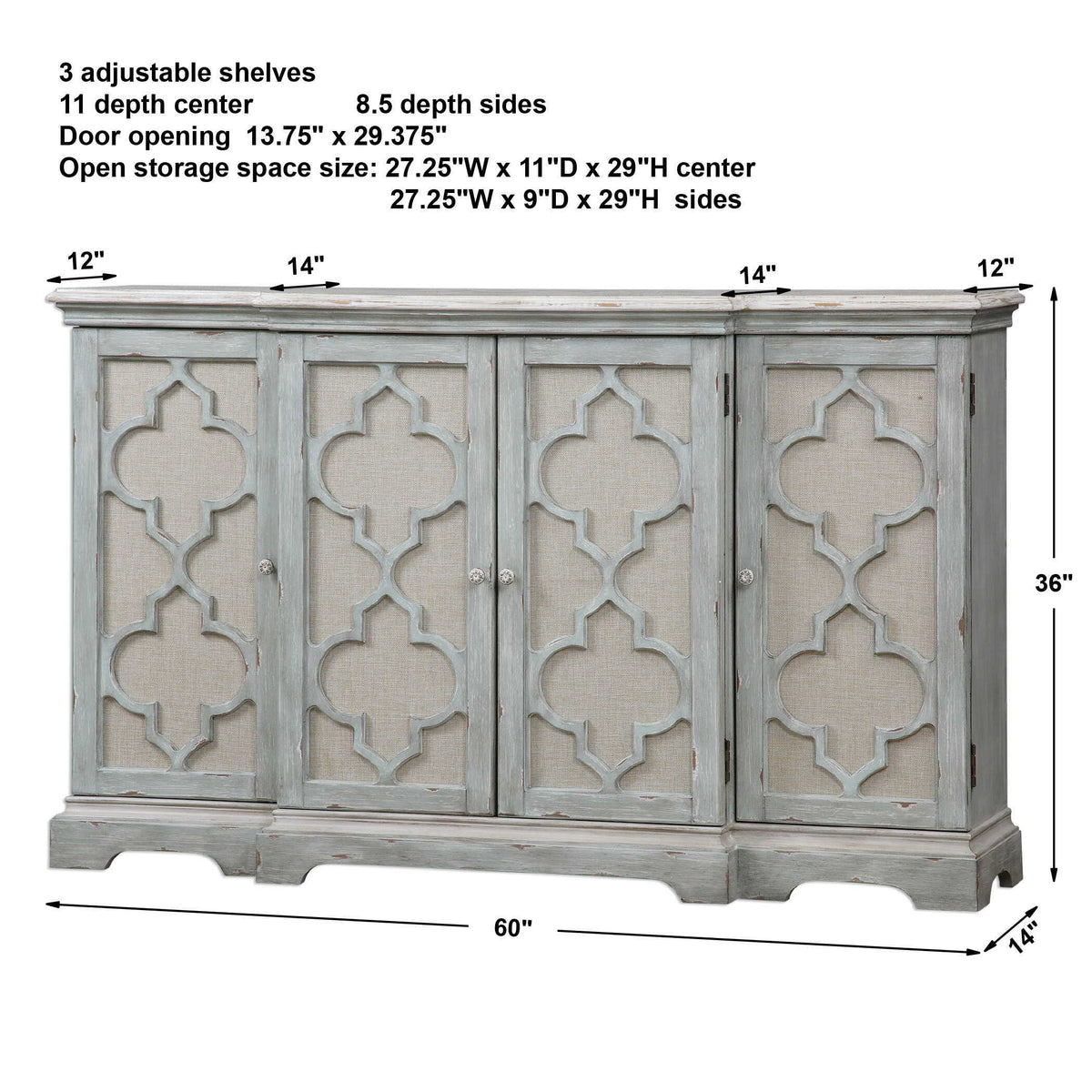 Sophie 4 Door Cabinet Gray - Silver by Uttermost - View 9
