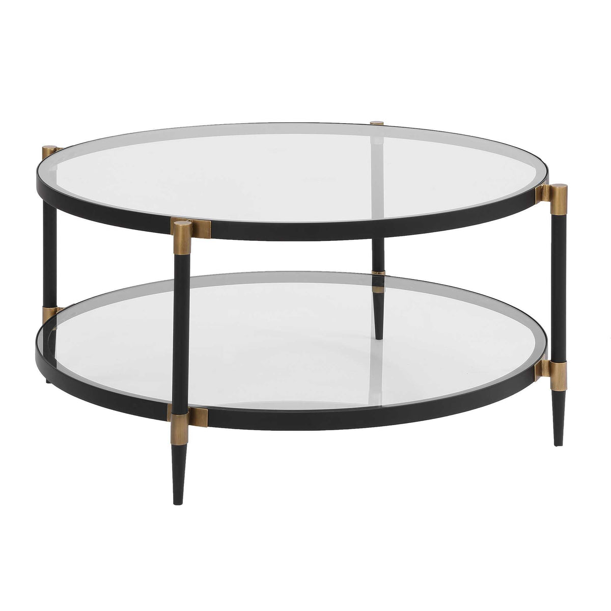 Chadid Round Glass Coffee Table - Black by Uttermost - View 5