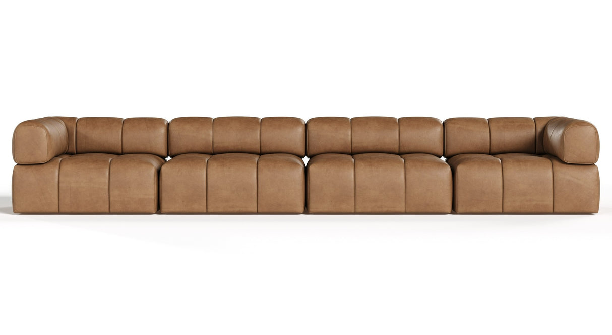 Everest - Modern Brown Leather Modular Sectional Sofa-4-Piece Sectional - View Image 1