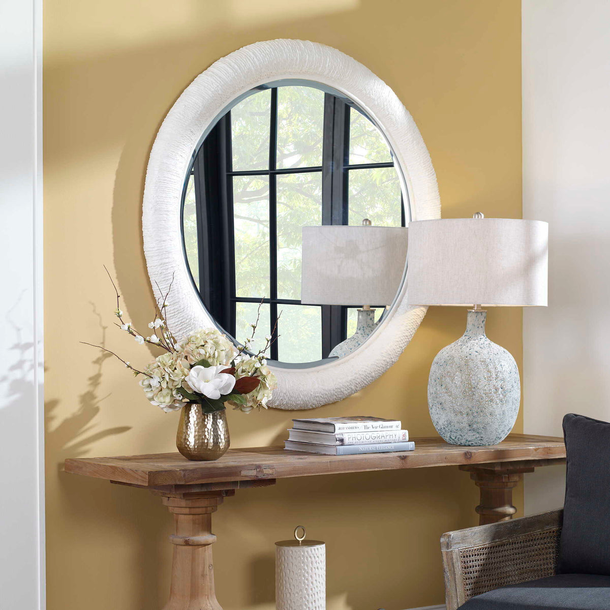 Mariner Round Mirror - White by Uttermost - View 3