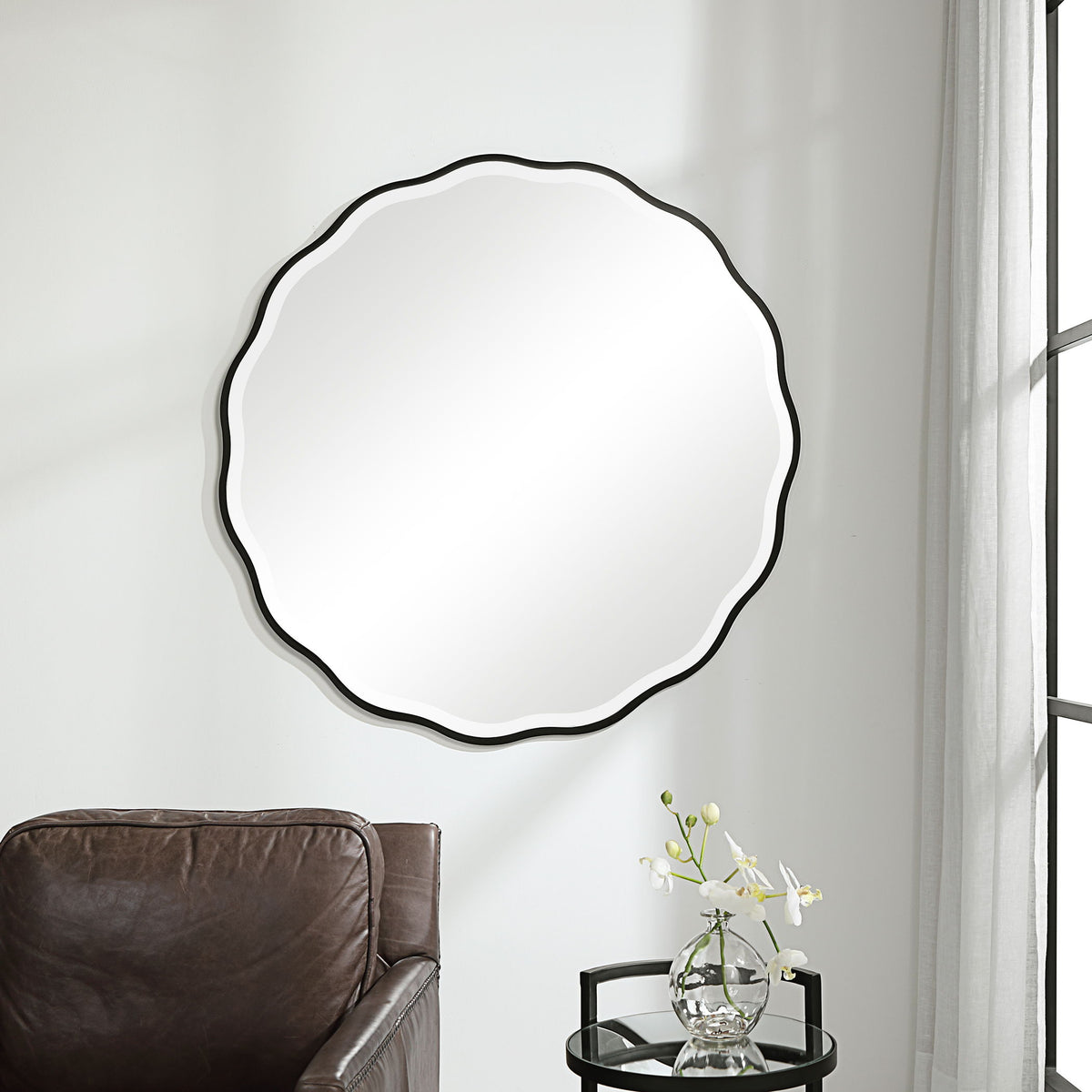 Aneta Round Mirror - Black by Uttermost - View 2