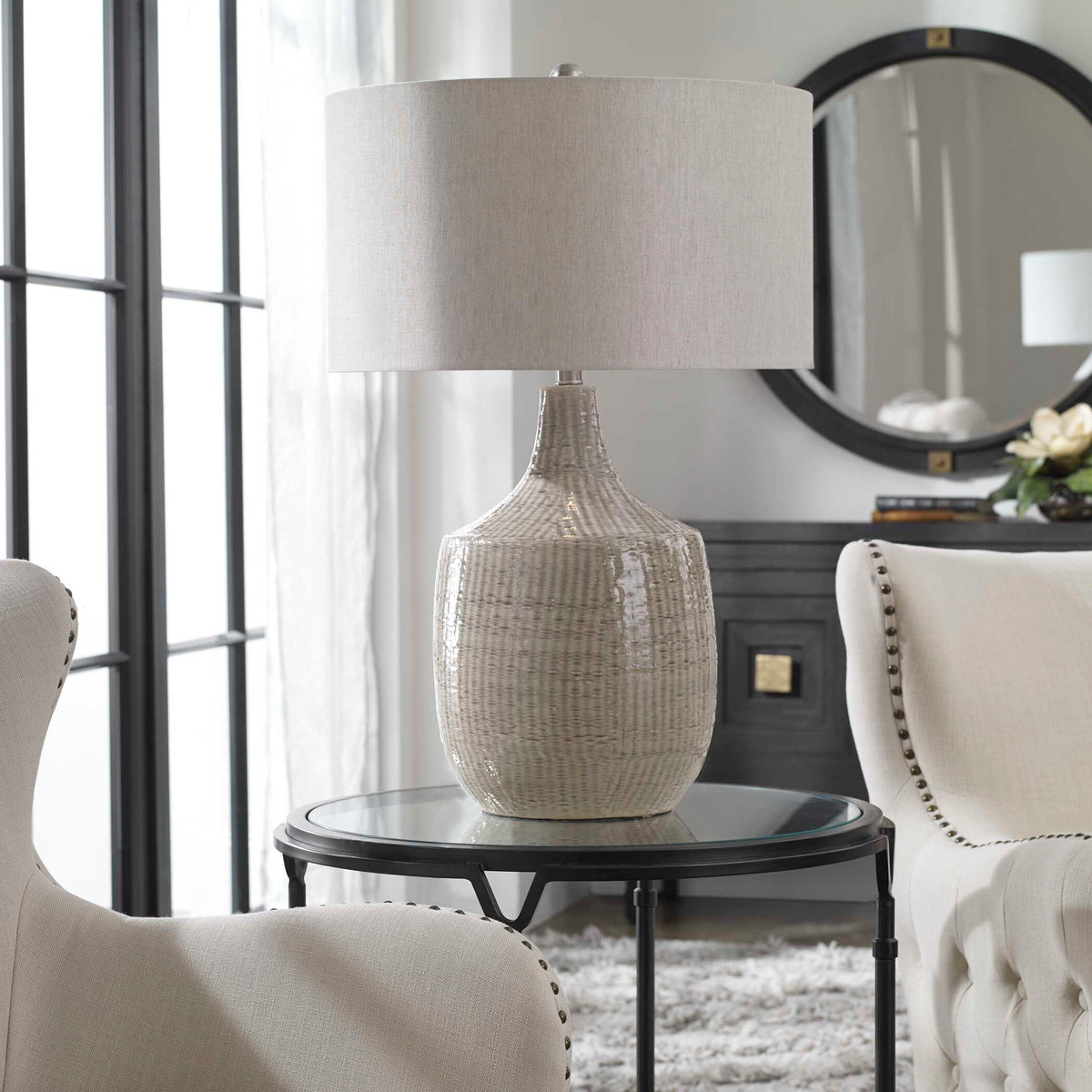 Felipe Table Lamp - Light Gray / White by Uttermost - View 8