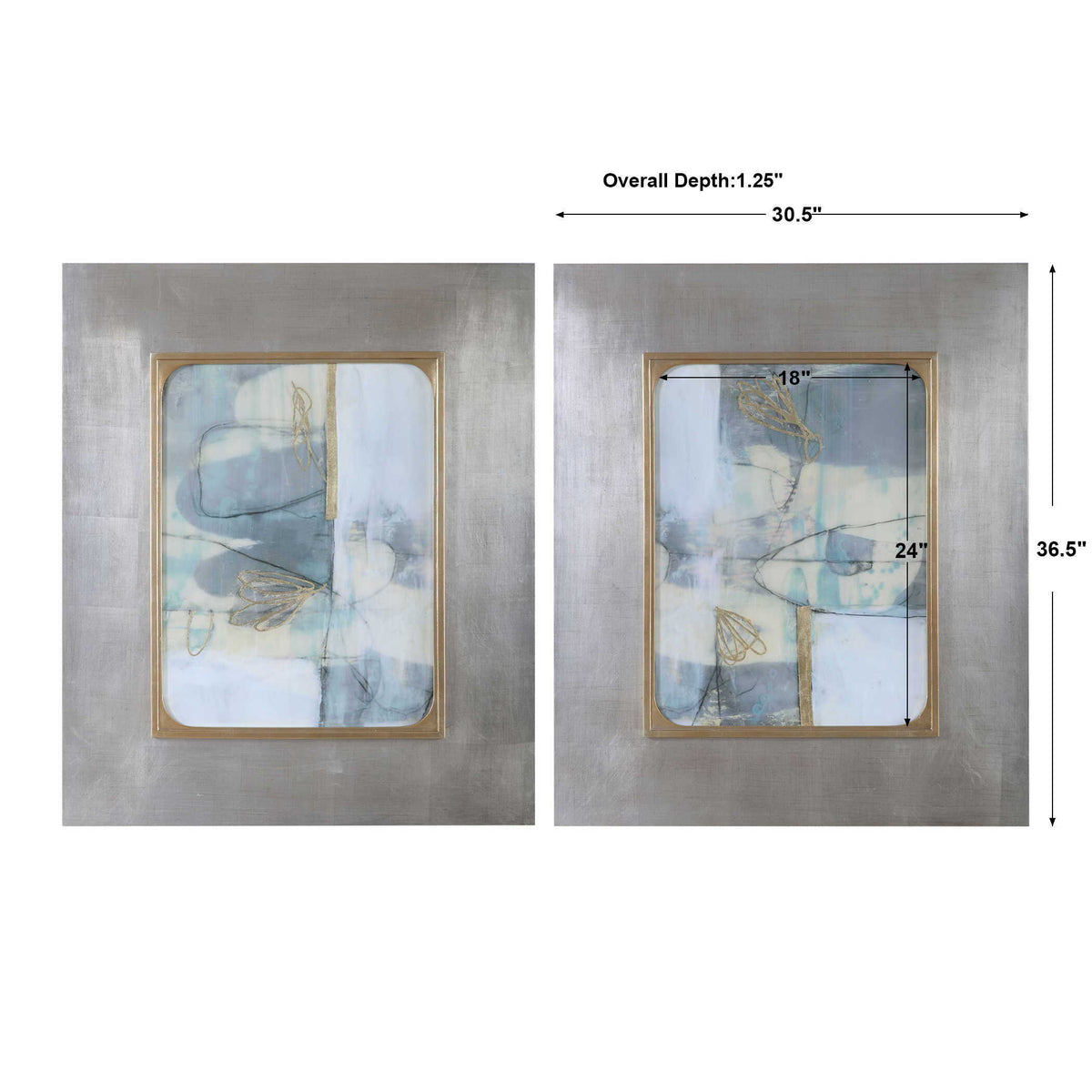 Gilded Whimsy Abstract Prints (Set of 2) - Dark Gray / Blue by Uttermost - View 7