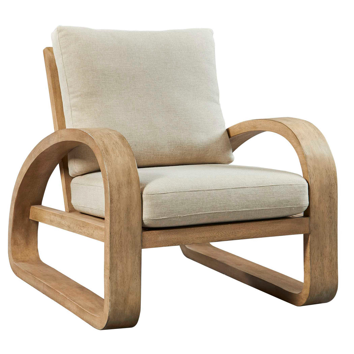 Barbora Wooden Accent Chair - Light Brown / Beige by Uttermost - View 3