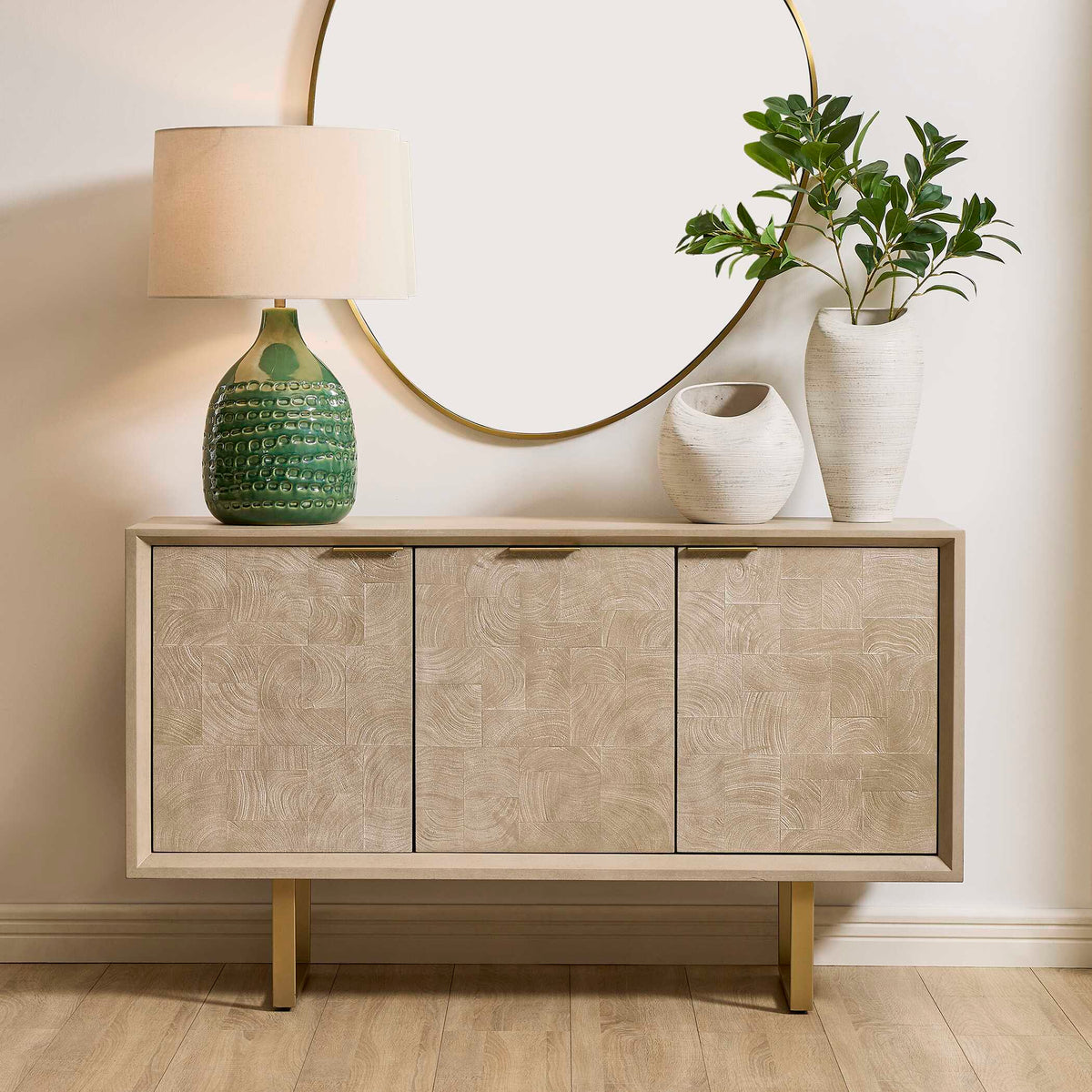 Maeva 3 Door Cabinet Light Wood - Light Brown by Uttermost - View 2