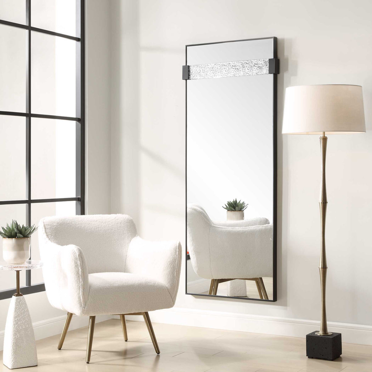 Stratton Modern Dressing Mirror - Black by Uttermost - View 3
