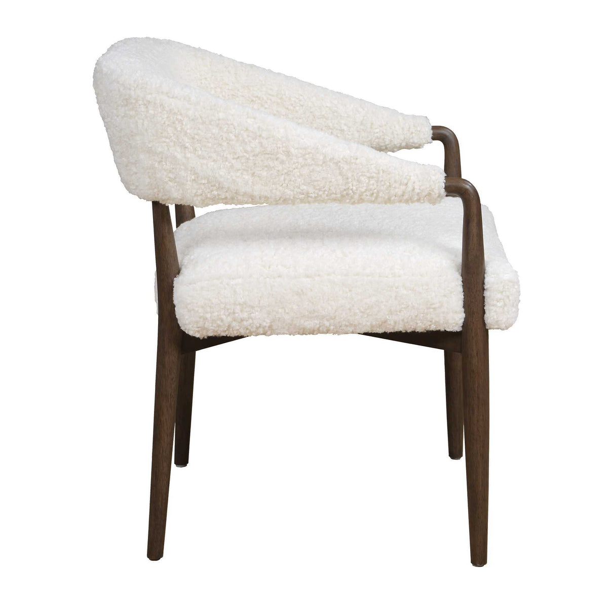 Austell Shearling Dining Chair Brown / White - White / Dark Brown by Uttermost - View 5