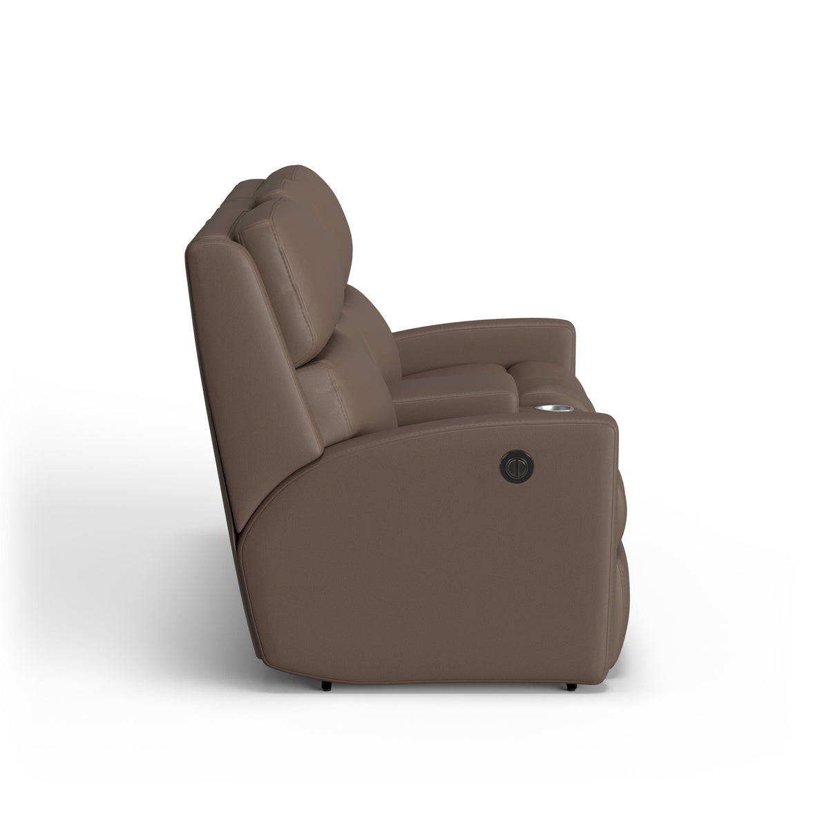 Catalina Transitional Leather Power Reclining Loveseat With Console | Flexsteel