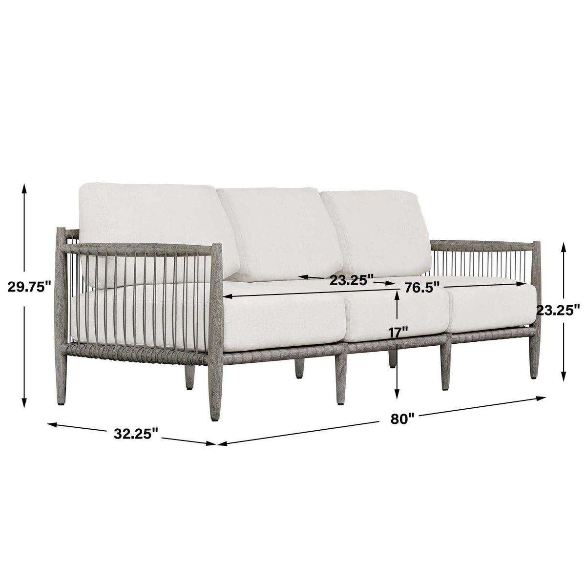 Borneo Outdoor Sofa Brown / Oyster White - White / Dark Brown by Uttermost - View 15