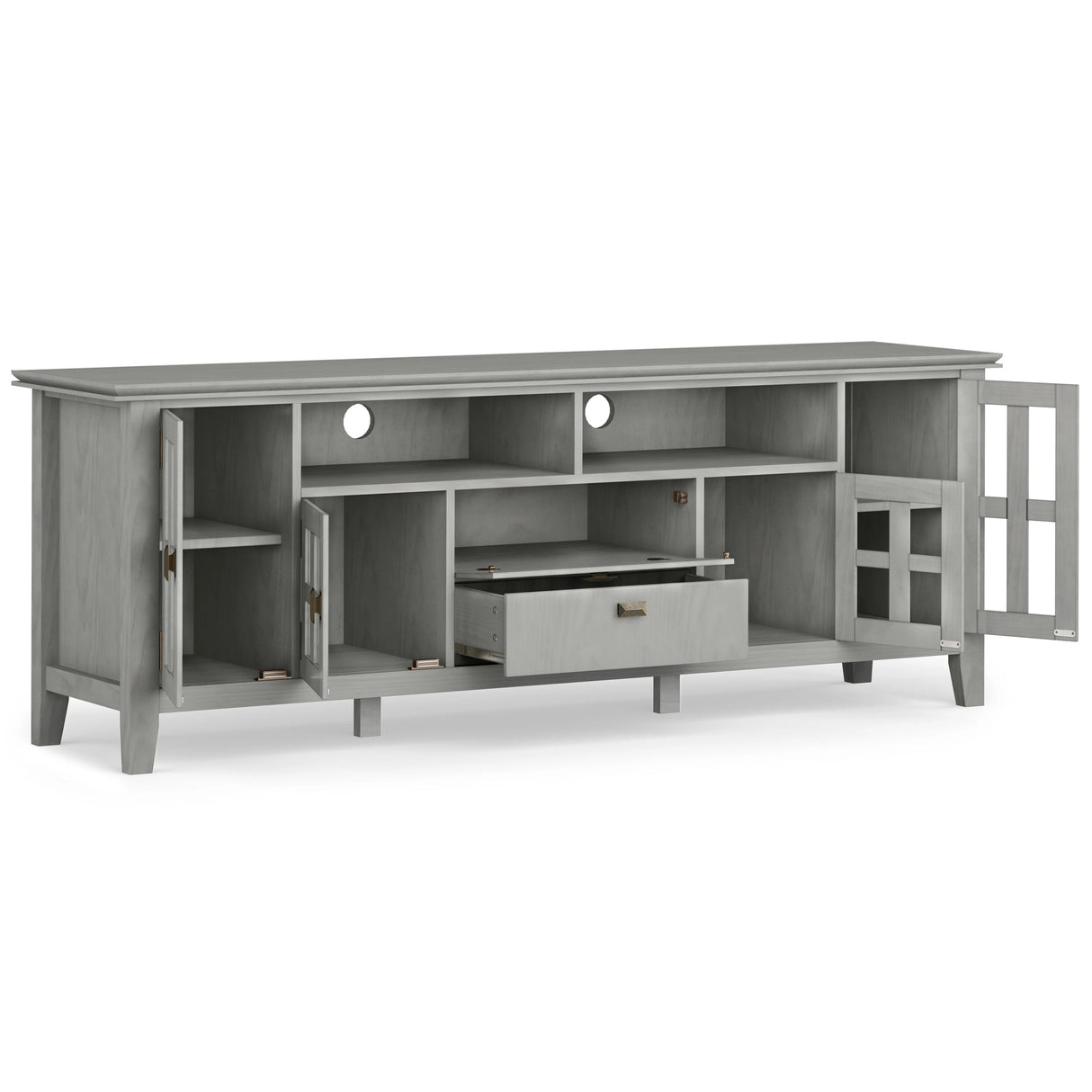 Artisan 72 inch Wide Solid Wood TV Stand in Fog Grey For TVs up to 80 inches - sold by Home Elegance USA