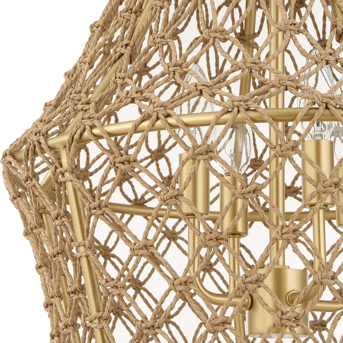 Macrame 4 Light Rope Pendant - Light Brown by Uttermost - View 7