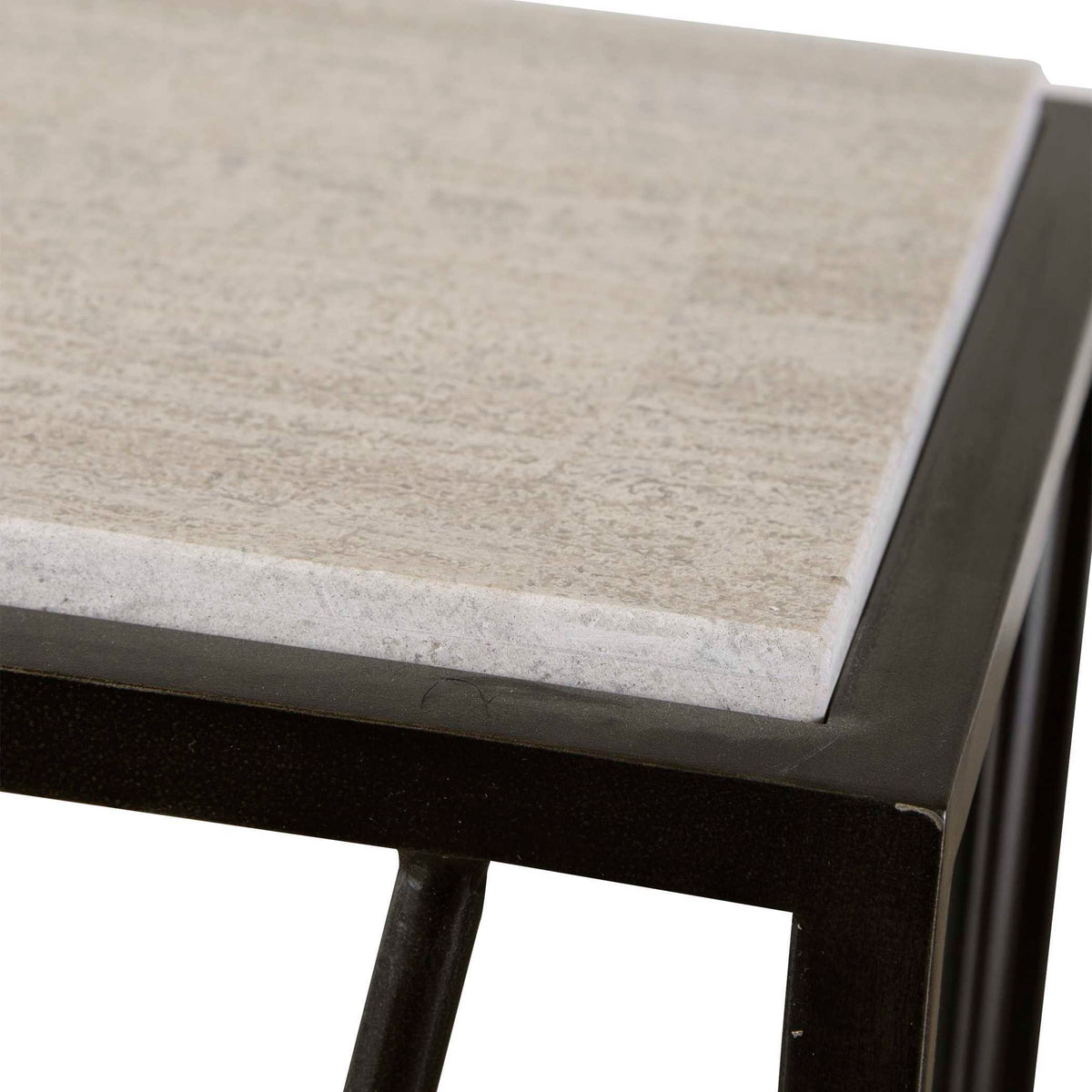 Reed Travertine Console Table Black & Light Brown - Black / Light Brown by Uttermost - View 5