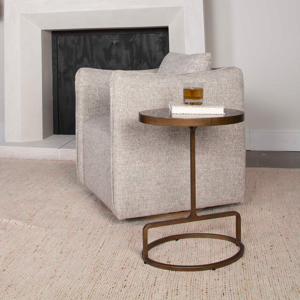 Jessenia Stone Accent Table - Dark Gray / Gold by Uttermost - View 3