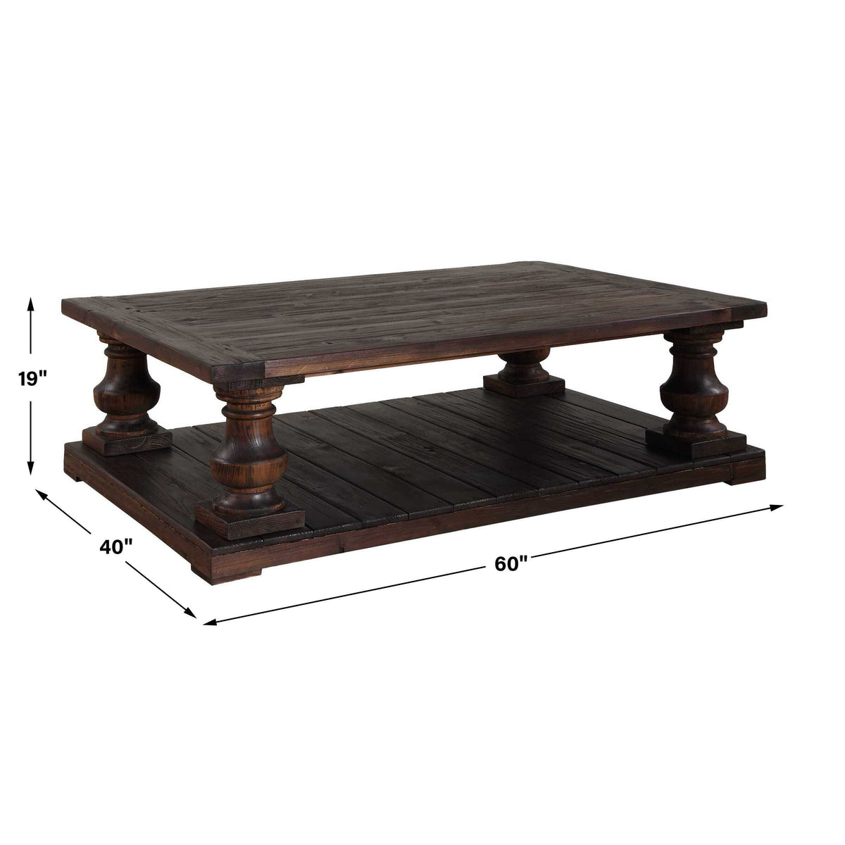 Stratford Coffee Table Walnut - Dark Brown by Uttermost - View 8