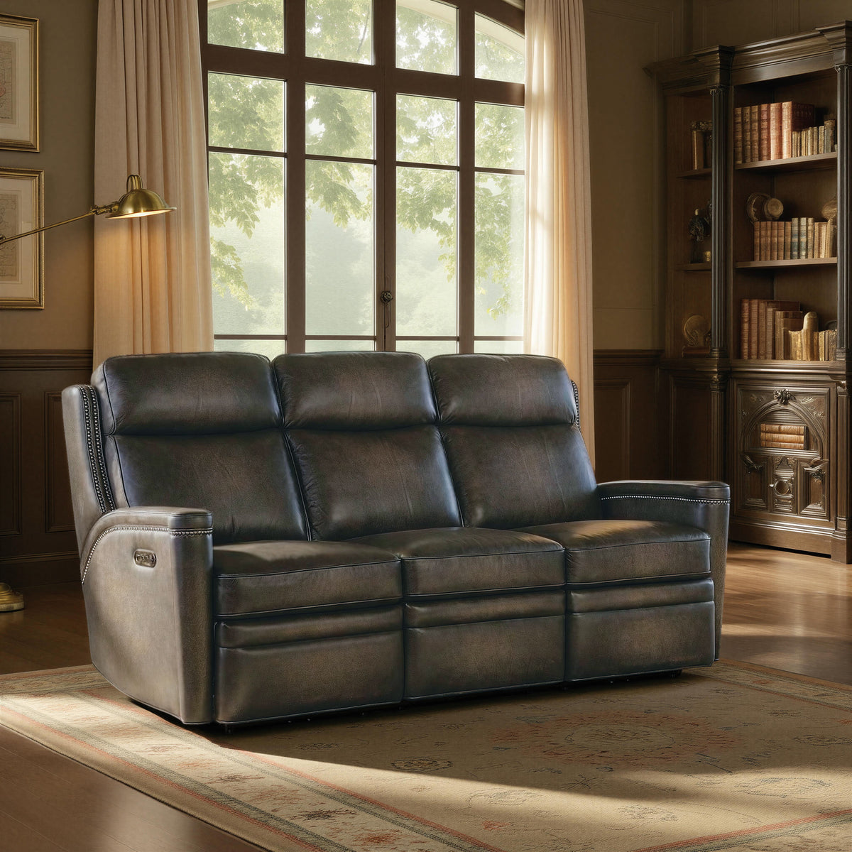Hamilton Power Sofa With Power Headrest - Dark Brown / Dark Gray by Hooker Furniture - View 2