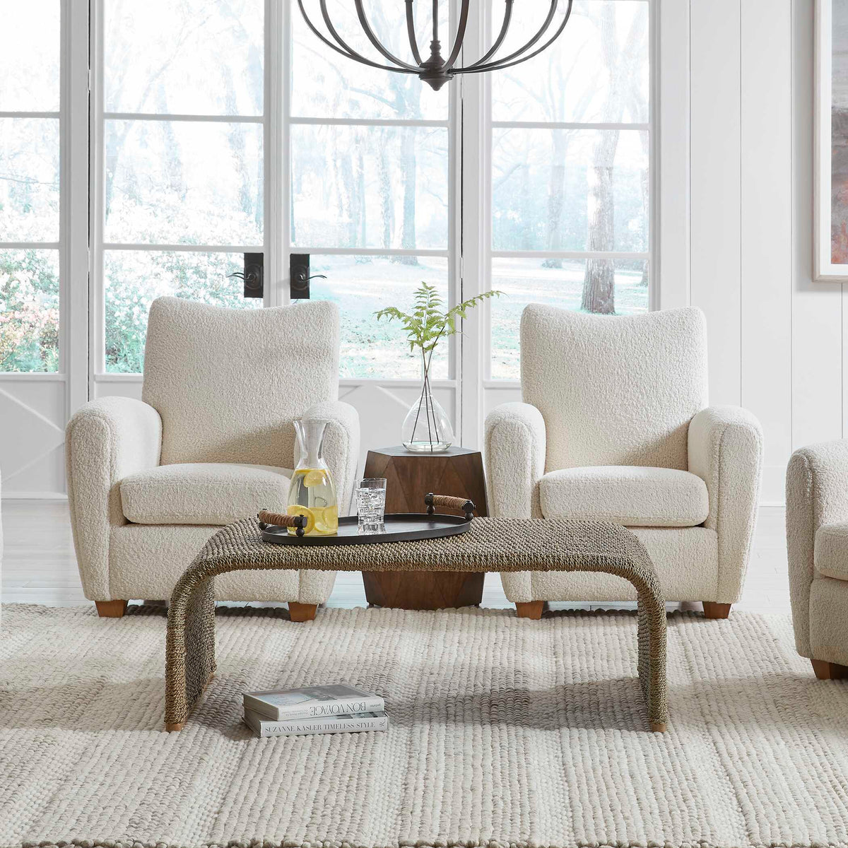Calabria Woven Seagrass Coffee Table - Beige by Uttermost - View 2