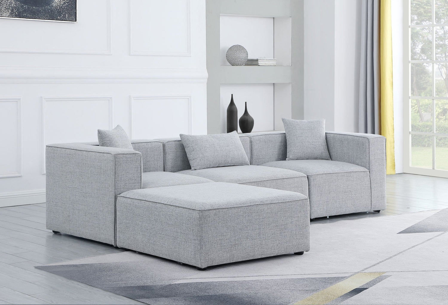 Cube - Modular Sectional 4 Piece - Gray - Fabric | Home Elegance USA