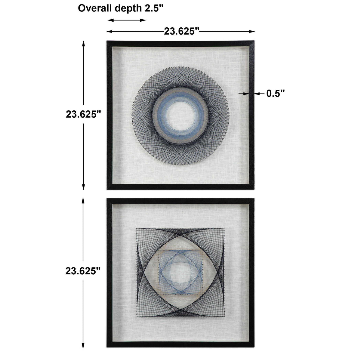String Duet Geometric Art (Set of 2) - Black / Blue by Uttermost - View 7