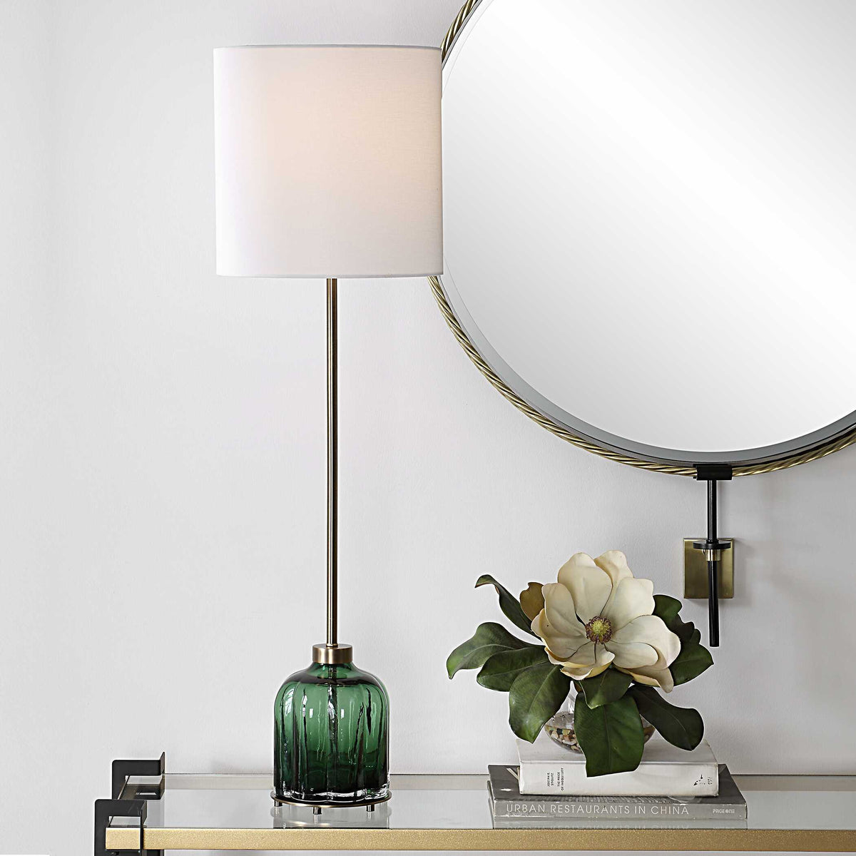 Lois Glass Buffet Lamp - Green by Uttermost - View 2