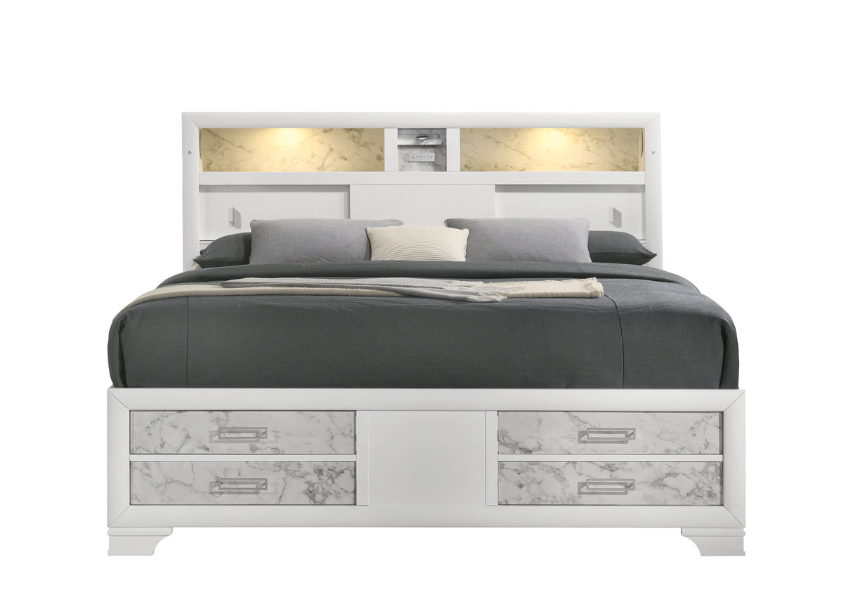 Soul Modern style full bed made with wood and Drawers in white (NJ Inventory)