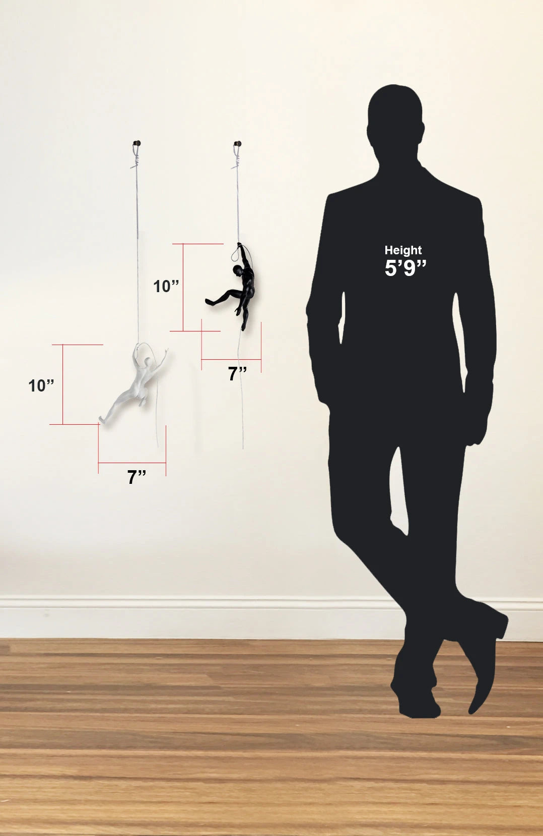 Pareja trepadora (dos esculturas de pared) // Blanco mate y cromo | Finesse