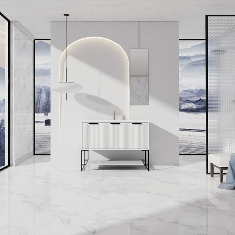 48 Inch Freestanding Bathroom Vanity With Resin Basin,48x18 - BVA01148WH | Home Elegance USA