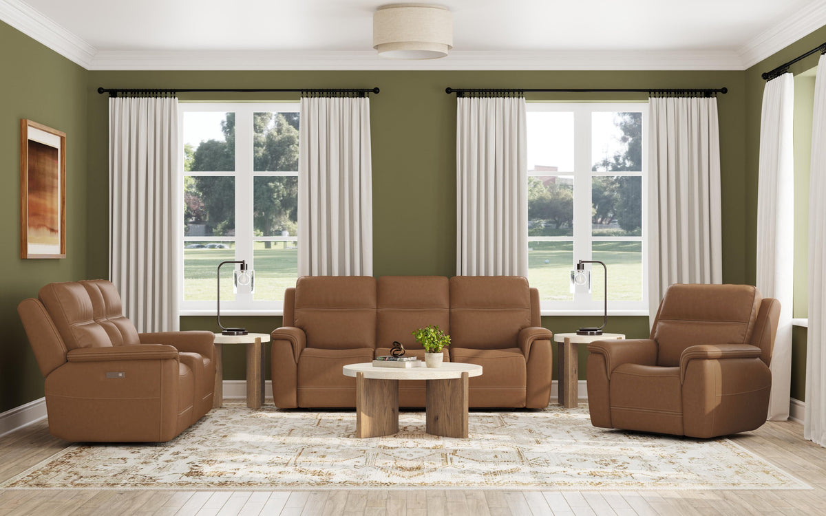 Sawyer Power Reclining Sofa With Power Headrests & Lumbar - Dark Brown | Flexsteel